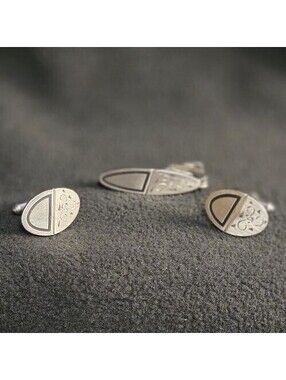 Speidel (marked) Vintage Silver Cufflinks and Tie Bar